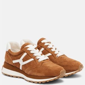 Veronica Beard Tan and White Athletic Sneakers